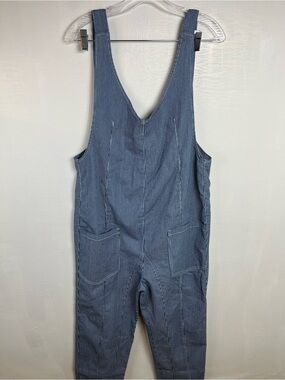HISEA Women Loose Fit Denim Jumpsuit Harem Pants Casual Striped Baggy Overalls S